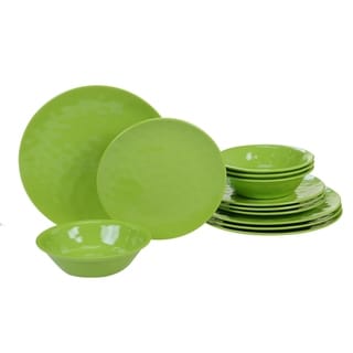 Melange 12-Piece Melamine Dinnerware Set Solid Color