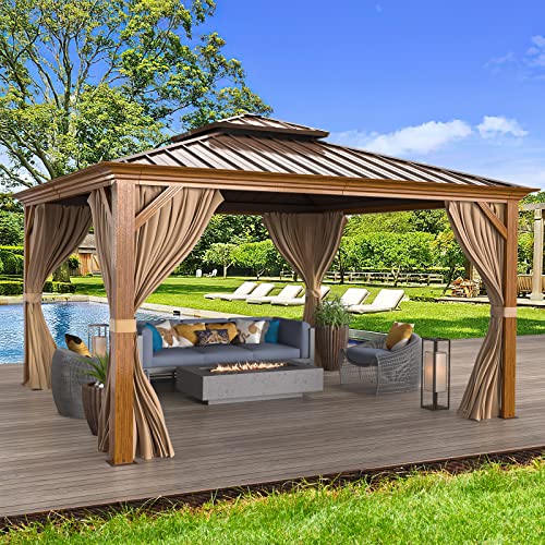Mellcom 12x12 Aluminum Hardtop Gazebo with Galvanized Steel Roof
