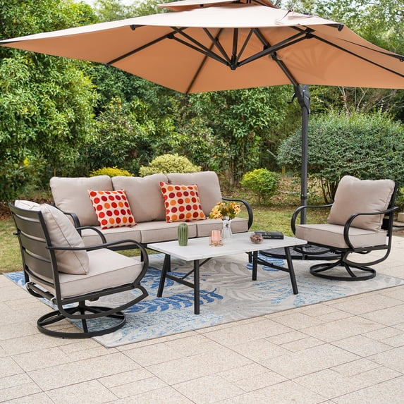 MF Studio 4-Piece Outdoor Aluminum Patio Swivel Chair Conversation Set