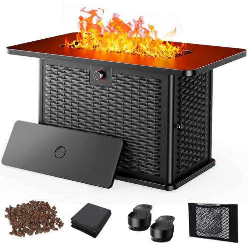 Modeno Omar 43-Inch Round Concrete Propane Gas Fire Pit Table