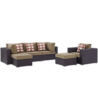 Modway Convene 6-Piece Outdoor Patio Sectional Set with Cushions
