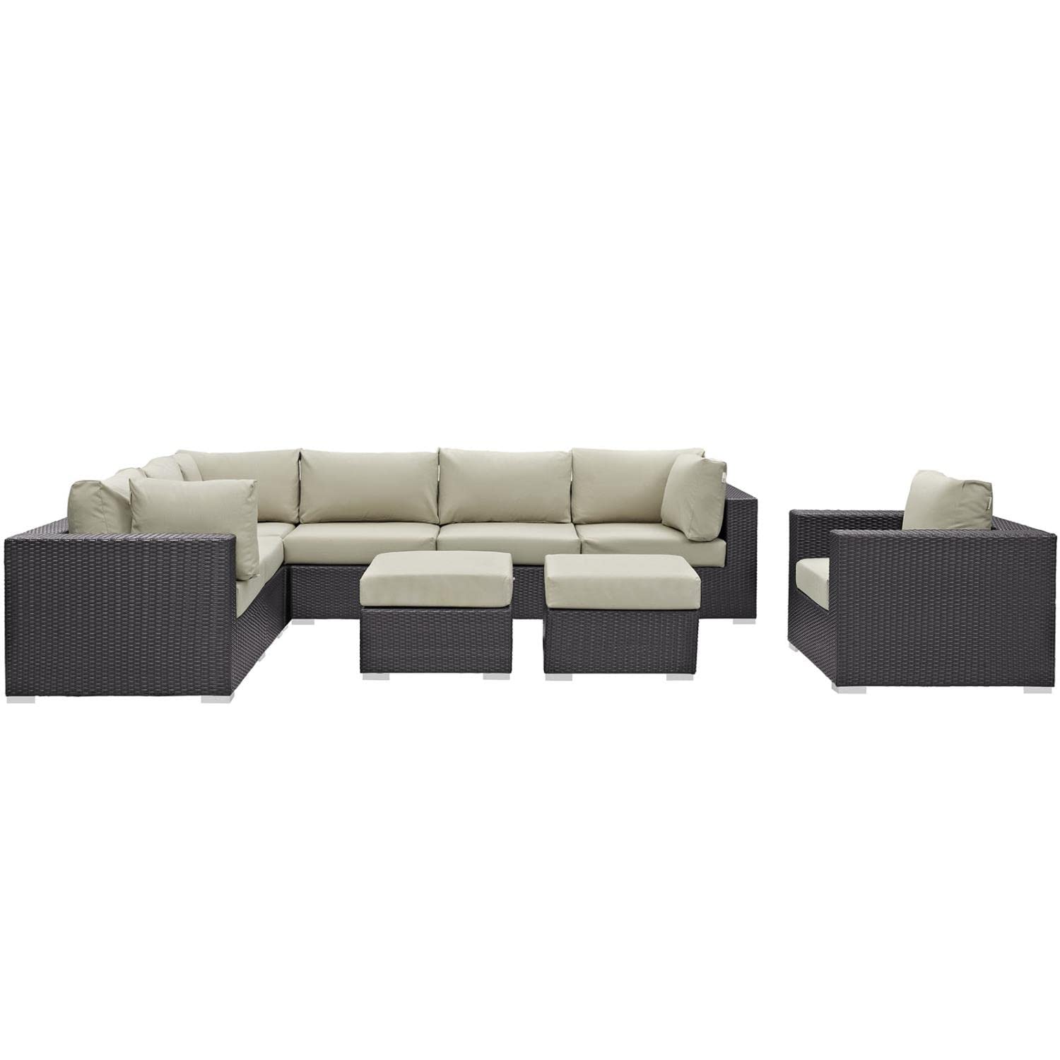 Modway Convene 9-Piece Outdoor Patio Wicker Rattan Dining Set