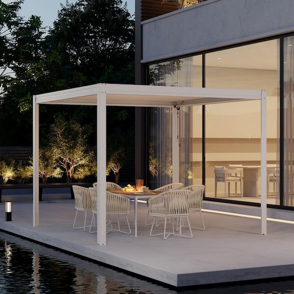 Mondawe 10x12 ft. Aluminum Pergola with Adjustable Louvered Roof