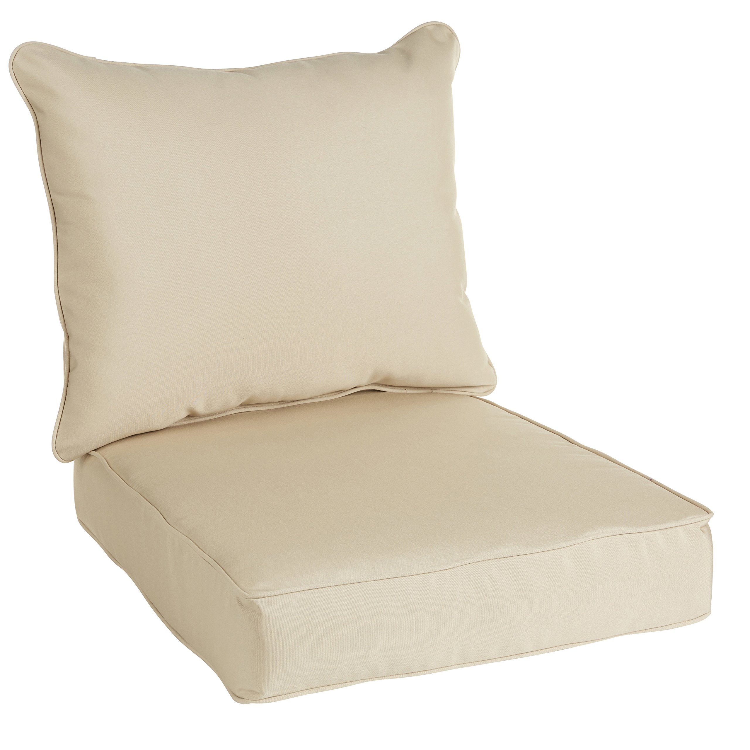 Mozaic Sunbrella Canvas Antique Beige Tufted Outdoor Seat Cushion