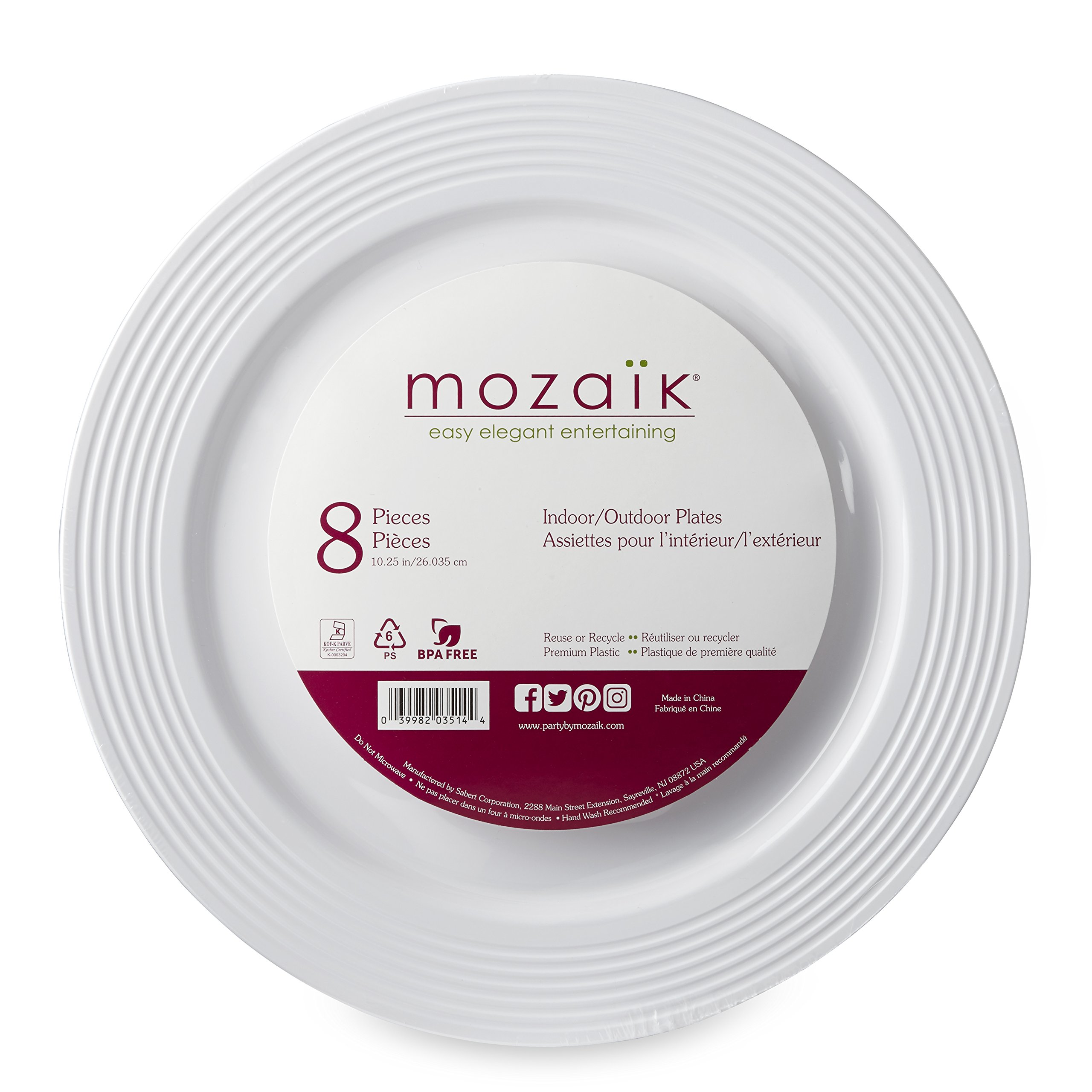 Mozaik Premium Plastic Plates, 40-Count