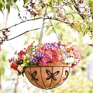 Mudeela 12-Inch Hanging Planter Baskets with Coco Coir Liner, Set of 2