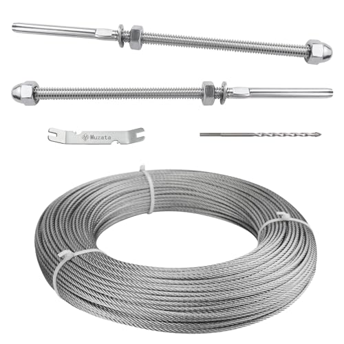 Muzata 1/8 inch Stainless Steel Wire Rope Cable Kit