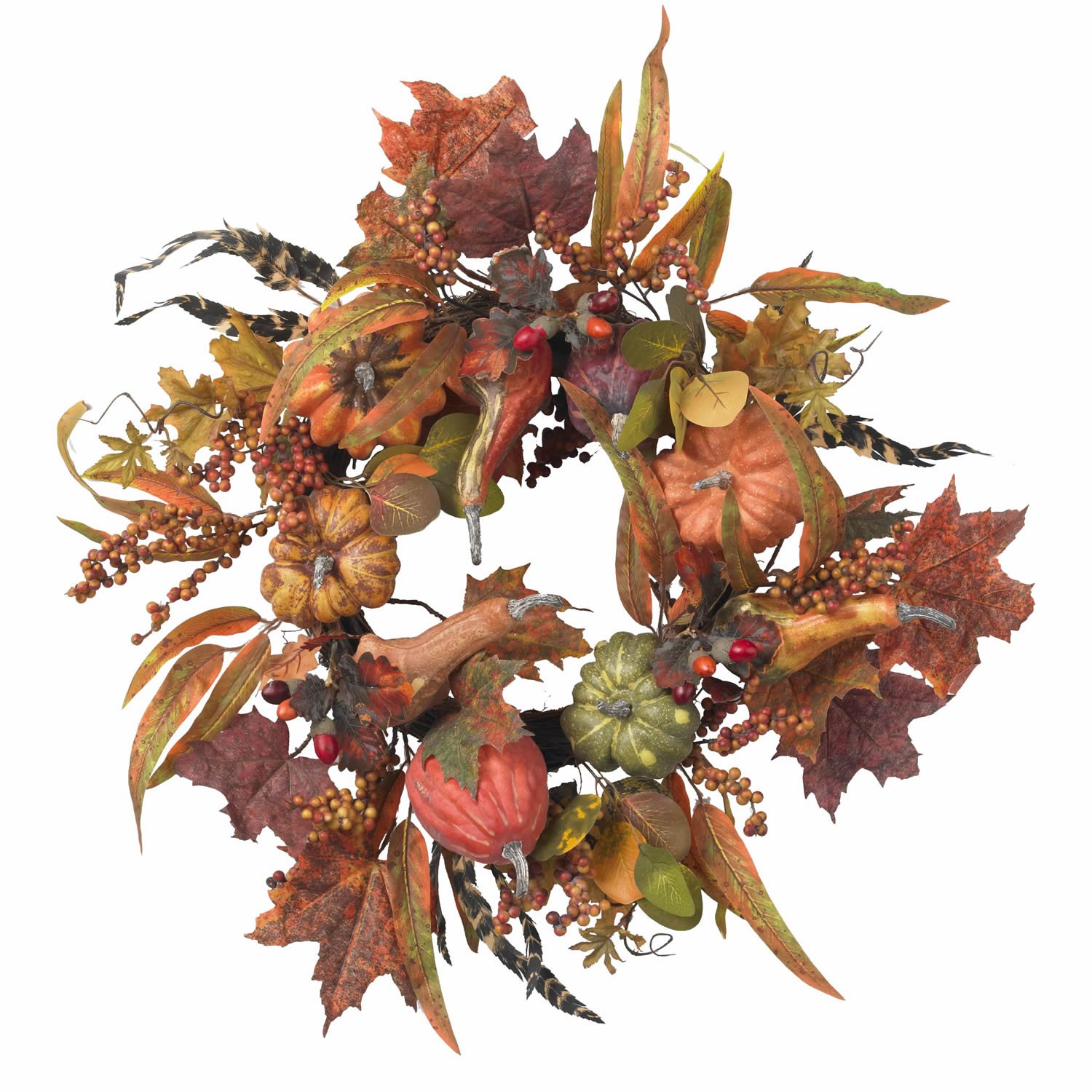 Nearly Natural 24-In. Harvest Pumpkin and Berry Wreath