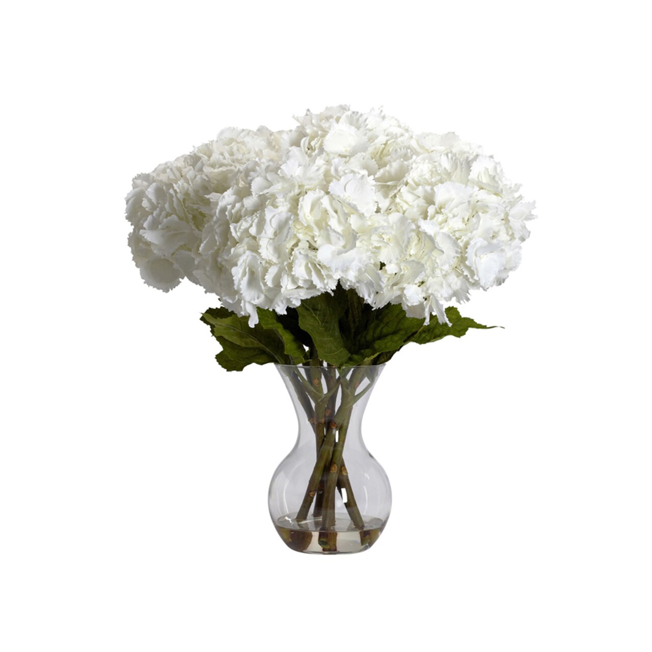 Nearly Natural 24 in. White Hydrangea Silk Arrangement
