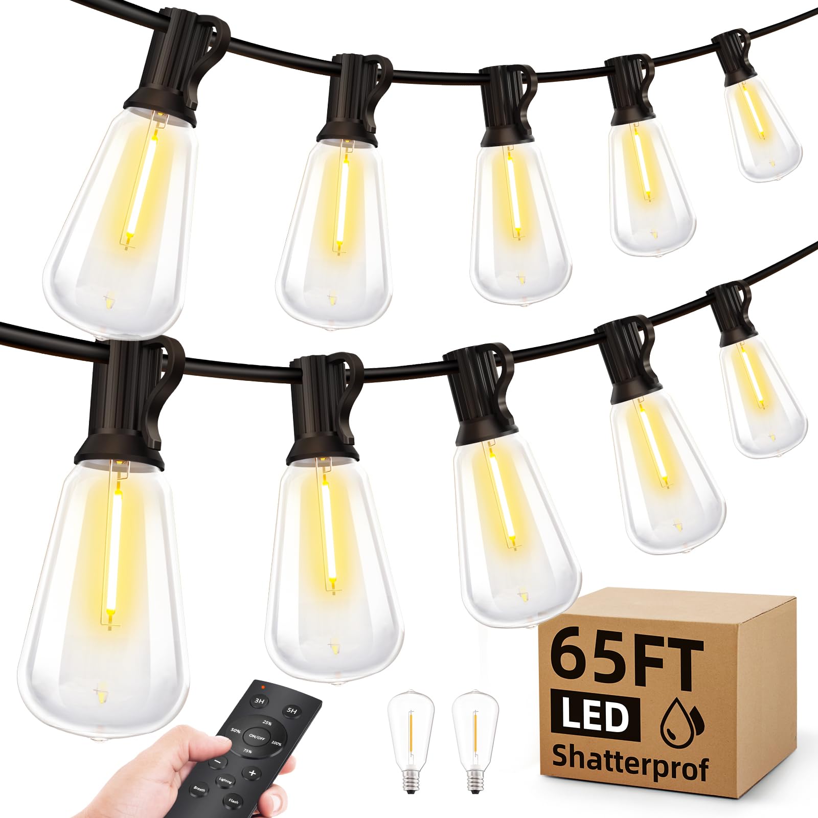 Newpow LED Outdoor String Lights with Remote