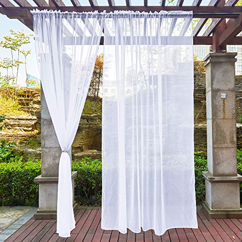 NICETOWN Outdoor Sheer Curtain Panels, Grommet Top, Set of 2