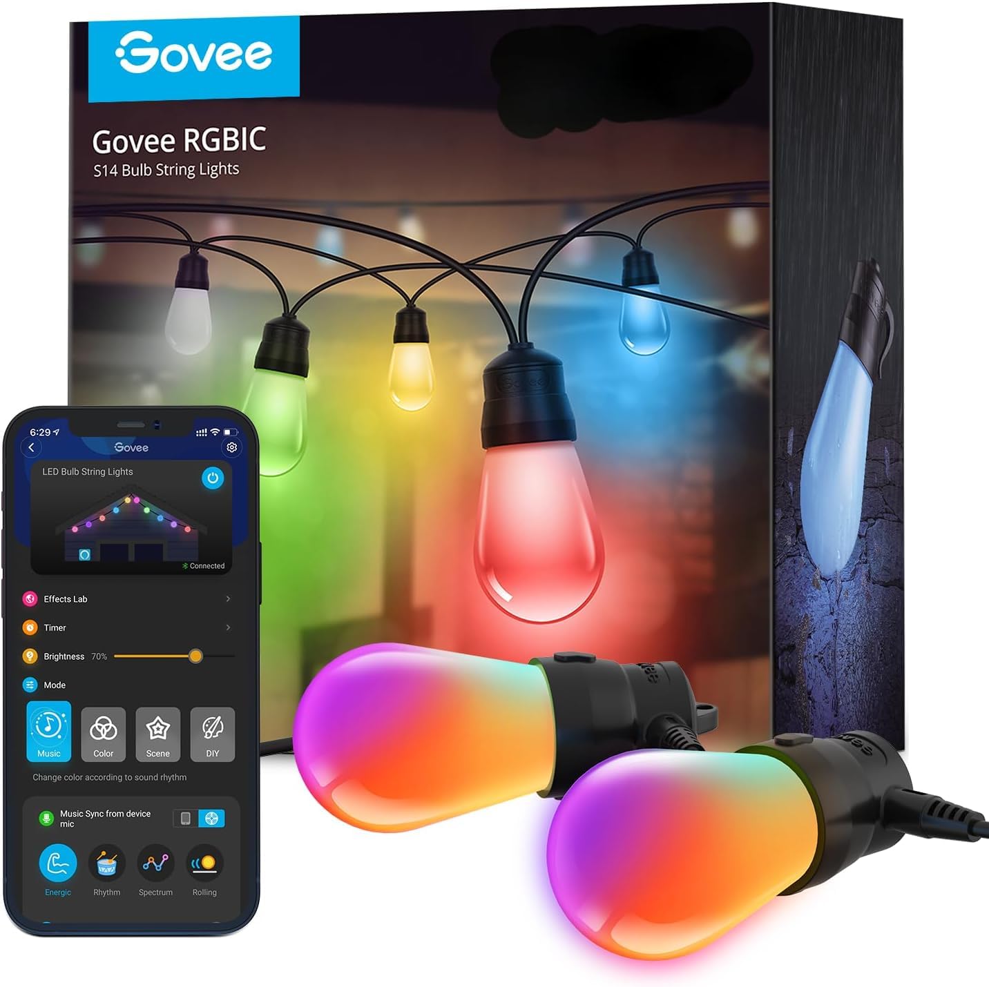 Novostella 48ft RGBIC Smart Outdoor String Lights