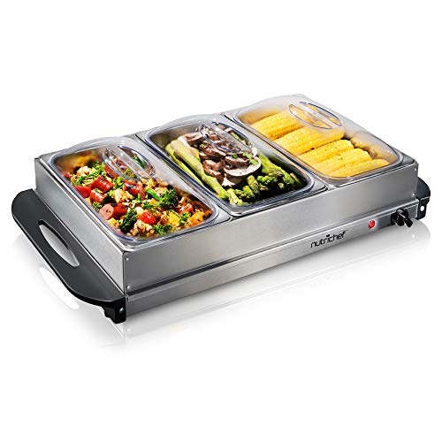 NutriChef 3-Tray Electric Buffet Server and Warming Tray