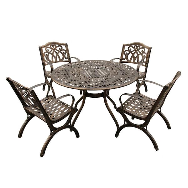 Oakland Living 5-Piece Aluminum Patio Chat Set with Glass Top Table