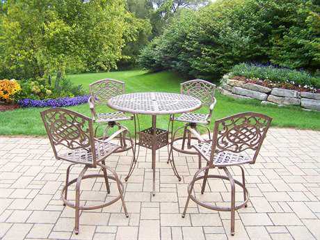 Oakland Living Augusta 7-Piece Cast Aluminum Bar Height Dining Set