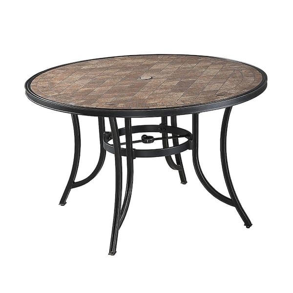 Oakland Living Rustic Square Tile-Top Patio Dining Table
