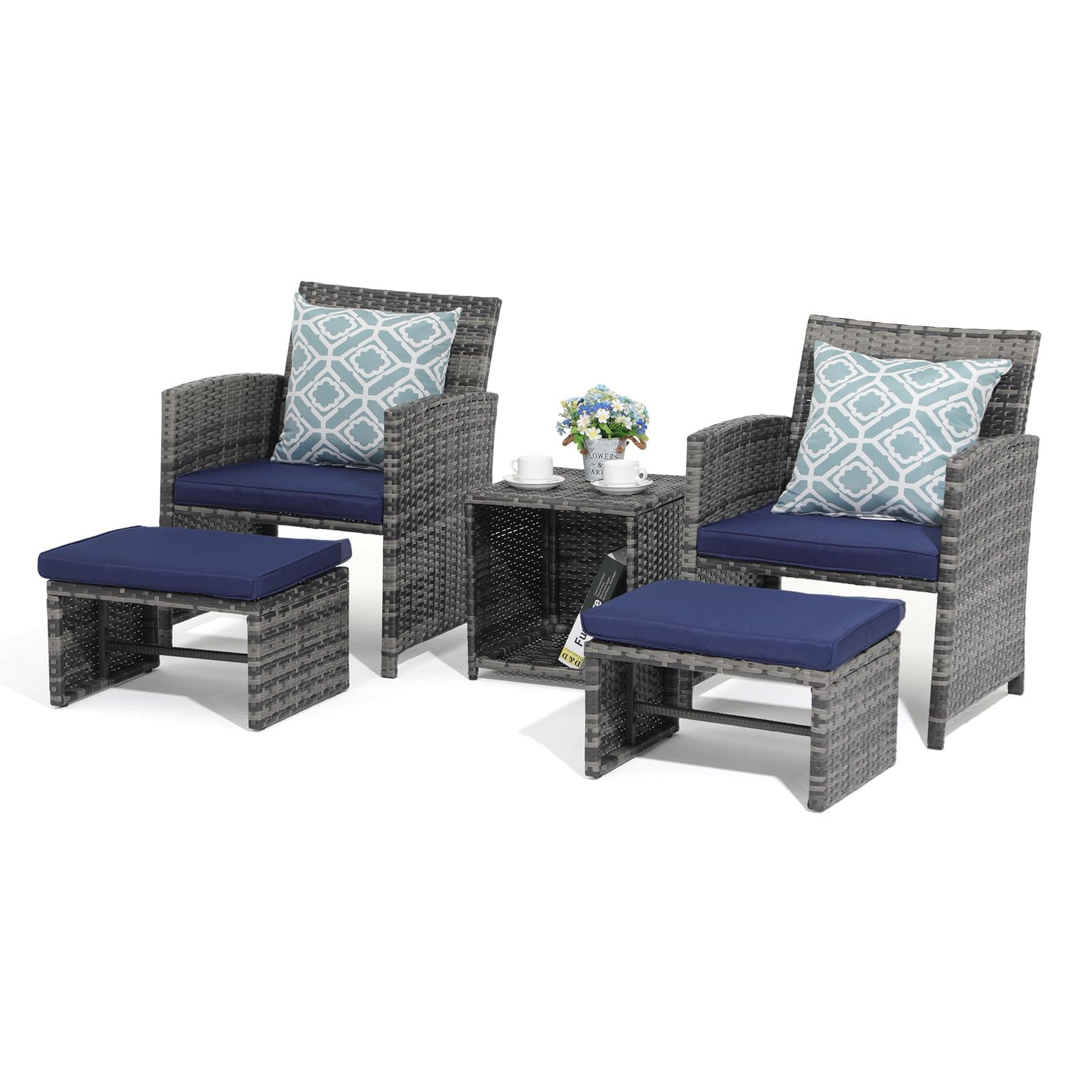 OC Orange Casual 5-Piece Outdoor Patio Sectional Sofa Set with Ottoman