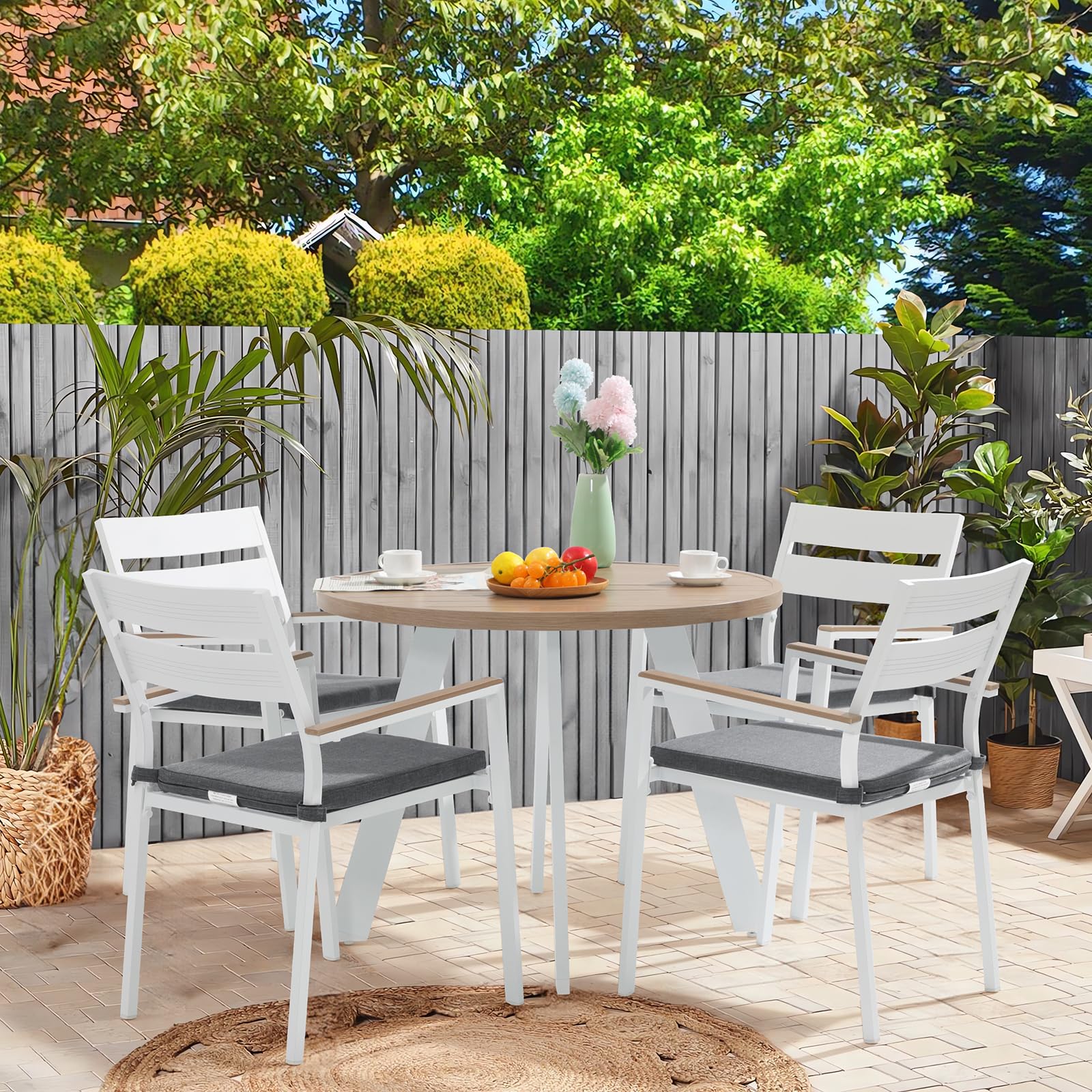 OC Orange Casual 5-Piece Patio Dining Set with Round Table