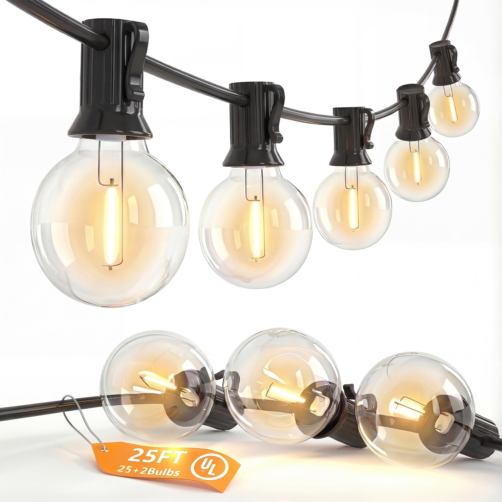 Ollny 48ft G40 Outdoor Patio String Lights Warm White