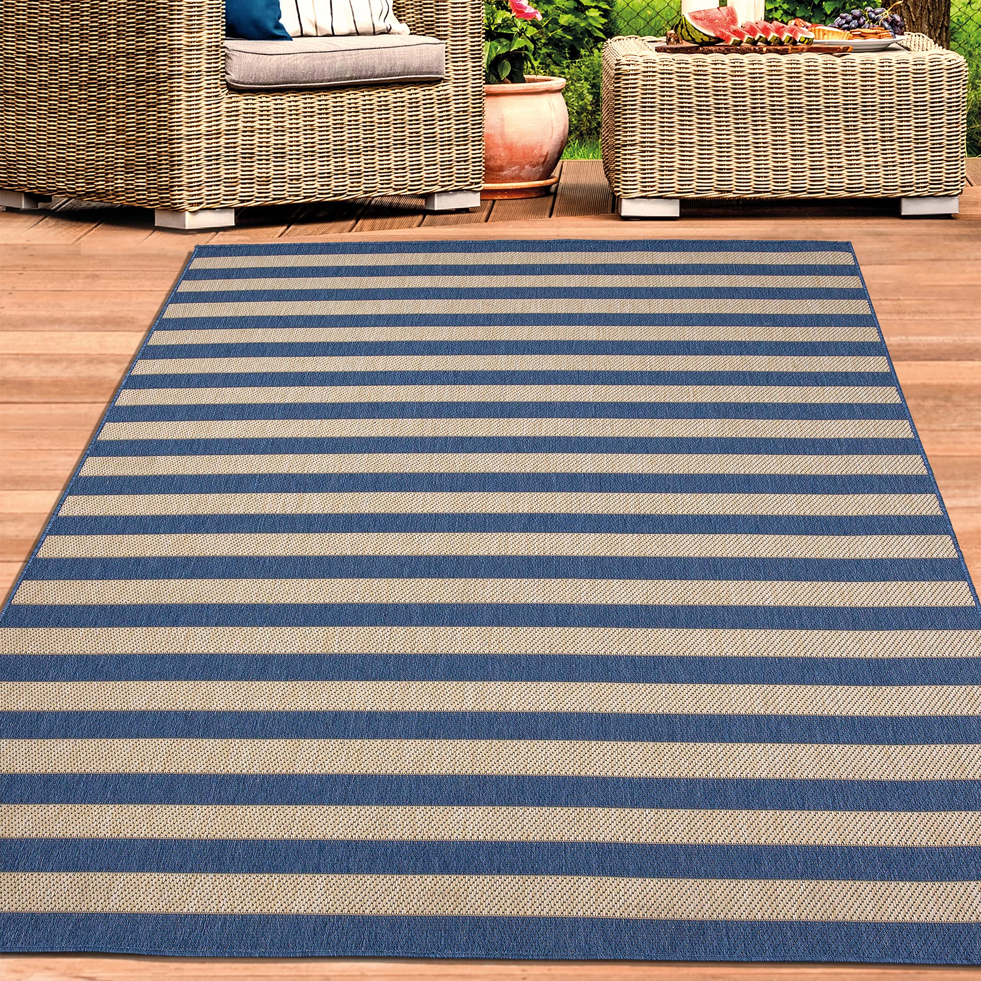 Ottomanson Jardin Collection Rubber Backed Outdoor Area Rug