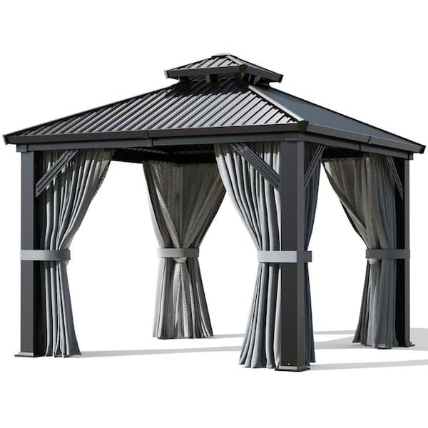 Outsunny 10 x 10 ft Hardtop Gazebo with Aluminum Frame and Steel Roof
