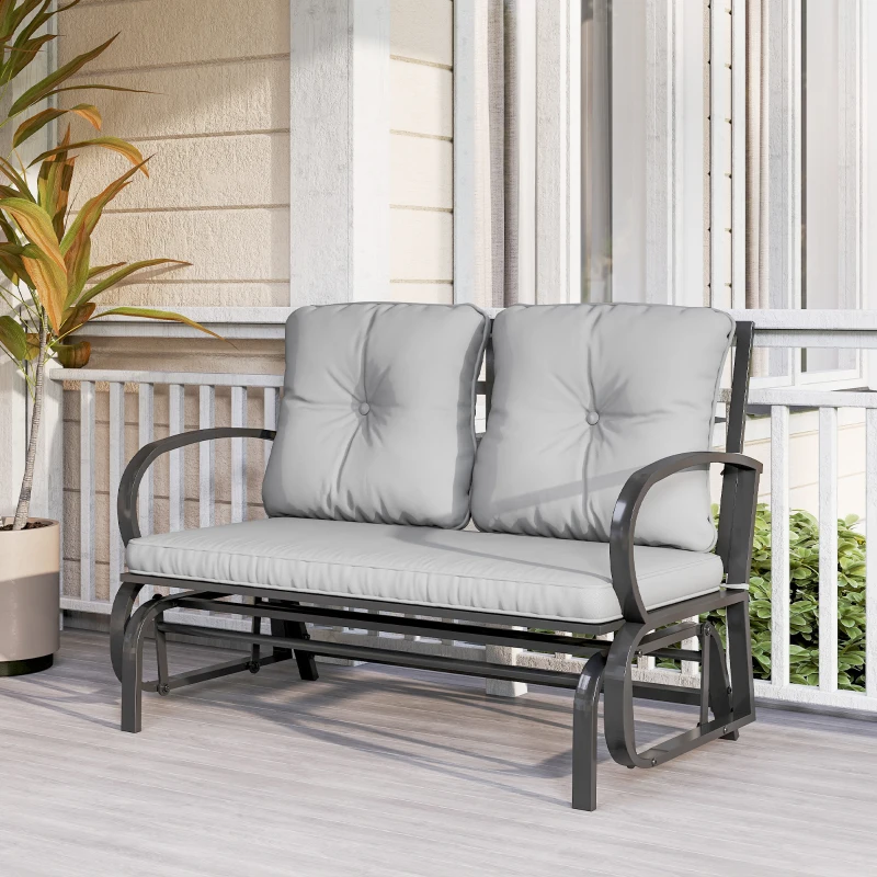 Outsunny 2-Person Outdoor Loveseat Glider with Cushions