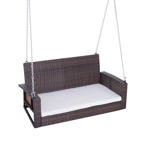 Outsunny 2-Person Wicker Hanging Porch Swing