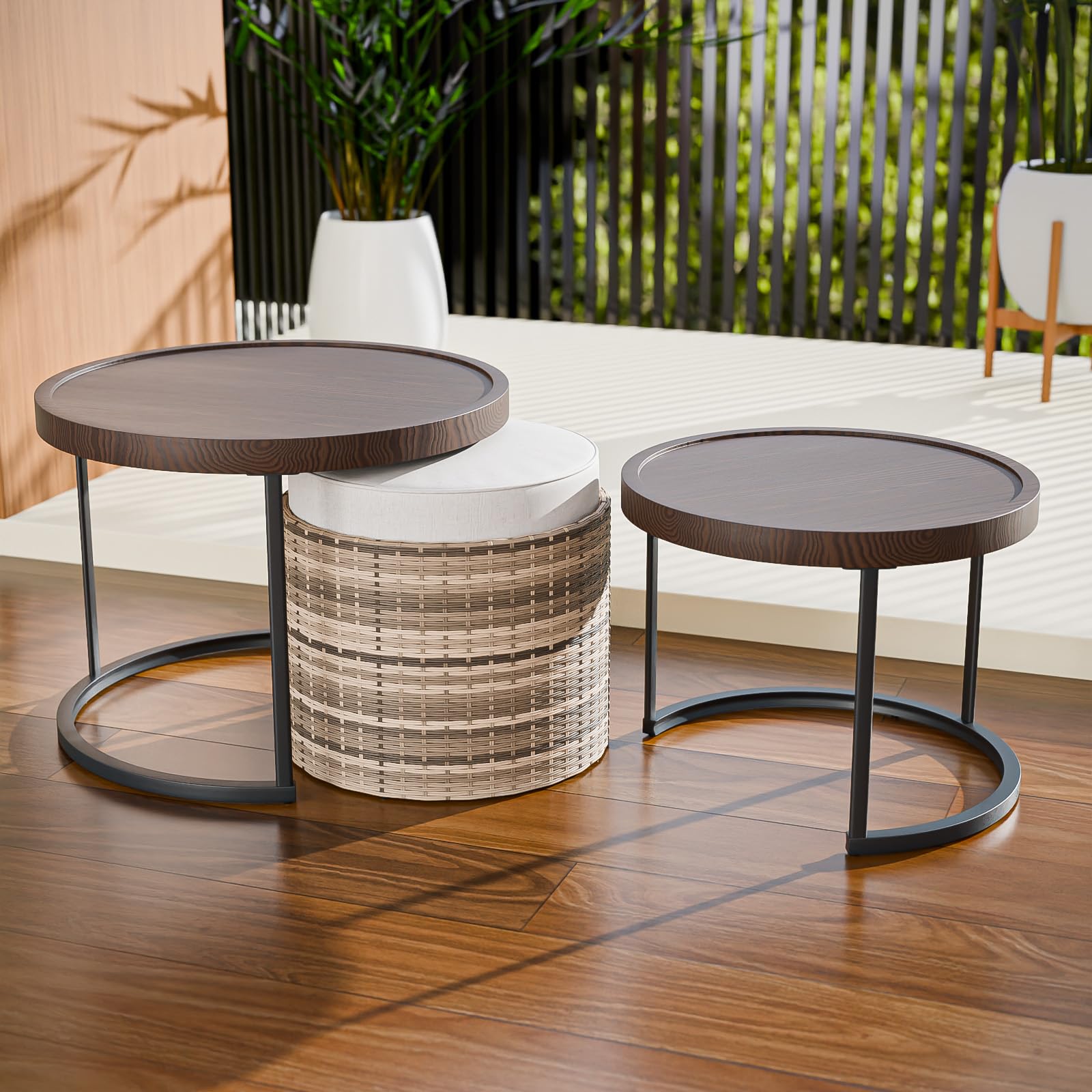 Outsunny 2-Piece Nesting Outdoor Patio Side Tables