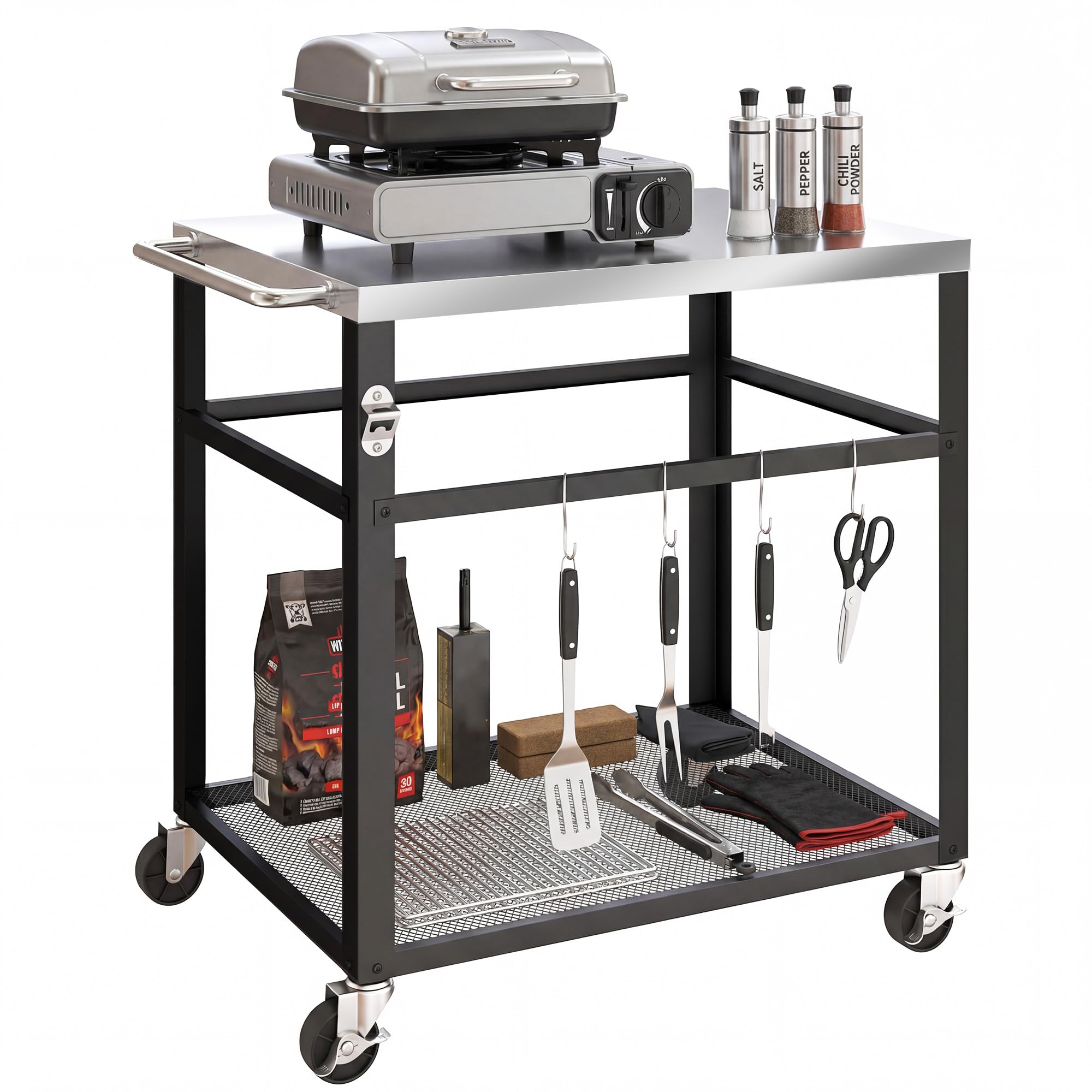 Outsunny 2-Tier Stainless Steel Grill Cart