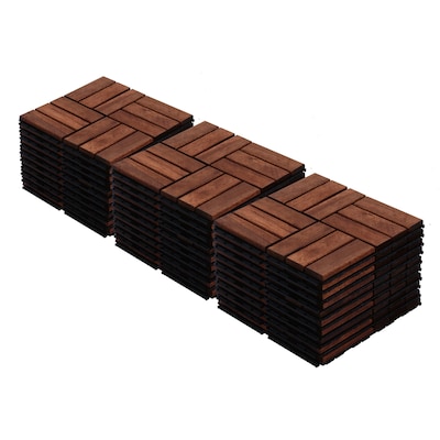 Outsunny 27 Pack Acacia Wood Interlocking Deck Tiles 12 x 12 Inch