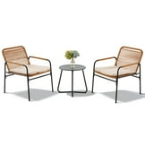 Outsunny 3-Piece PE Rattan Wicker Bistro Set with Round Side Table