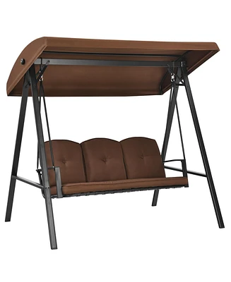 Outsunny 3-Seat Outdoor Porch Swing with Canopy and Cushions