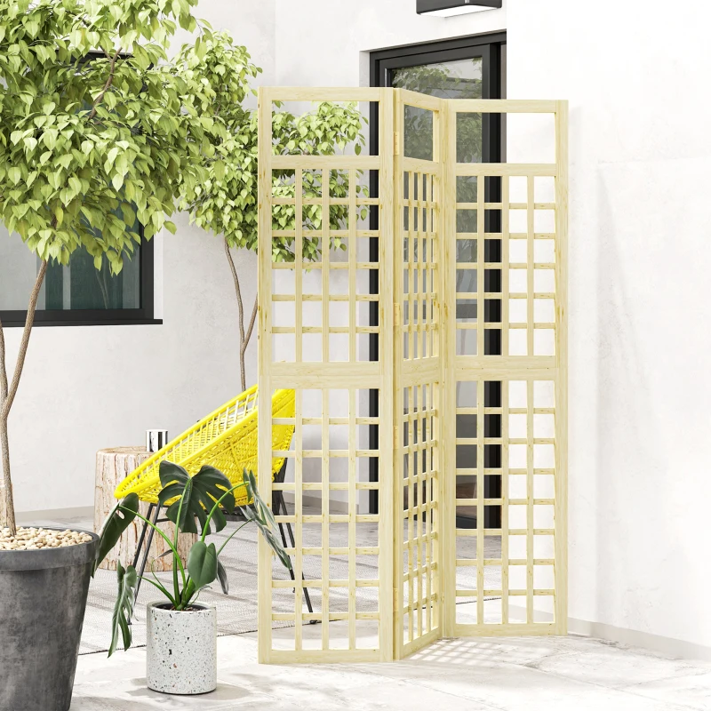 Outsunny 4-Panel Outdoor Wood Privacy Screen Divider