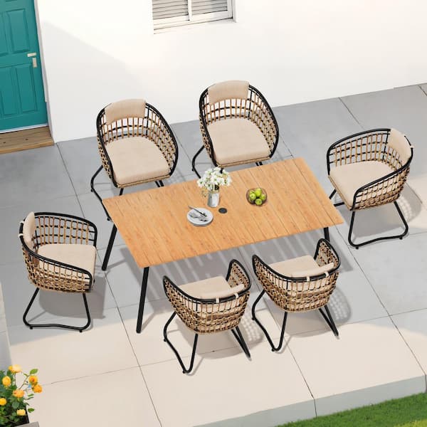Outsunny 5-Piece Acacia Wood Outdoor Patio Dining Set