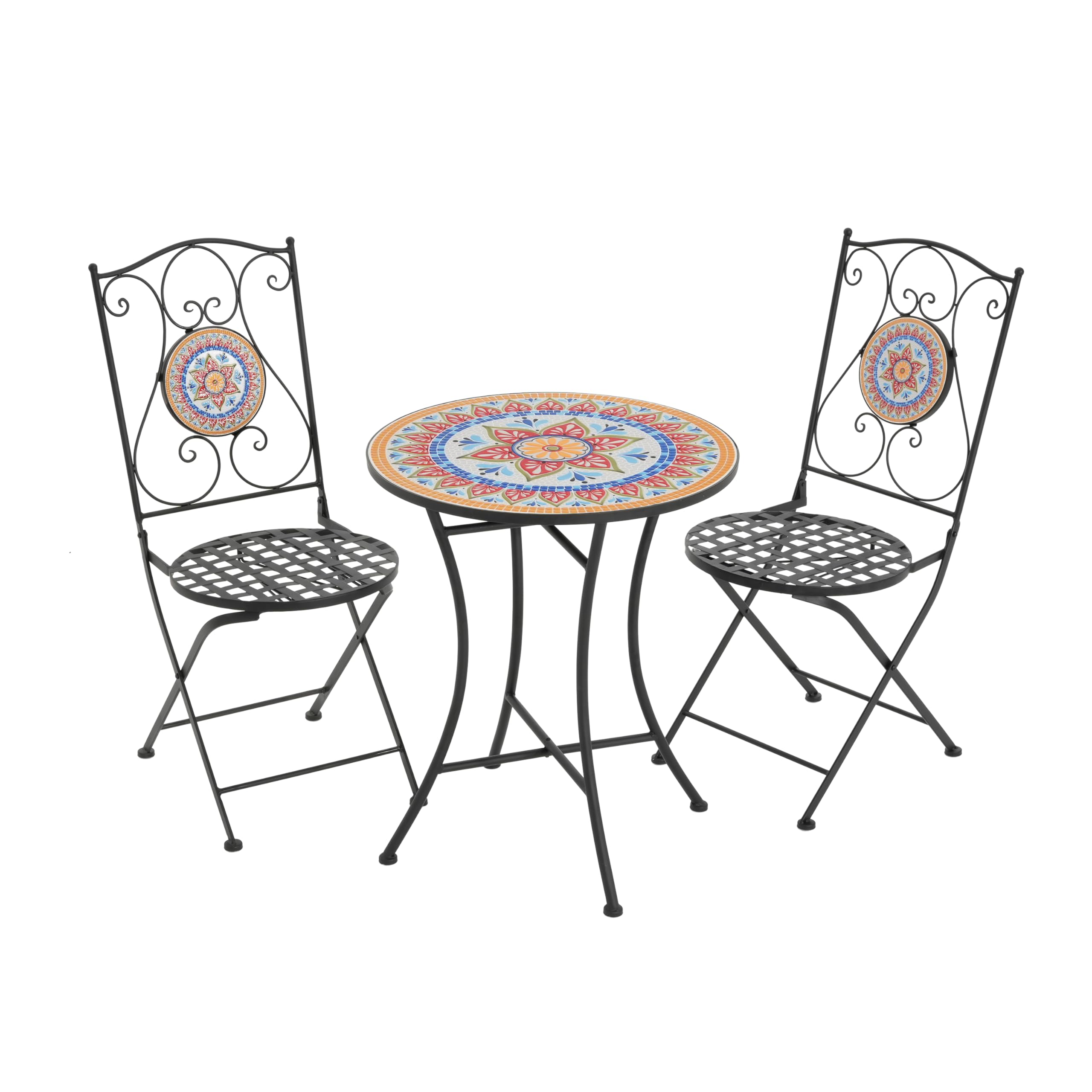 Outsunny 5-Piece Mosaic Tile Patio Dining Set with 4 Metal Chairs