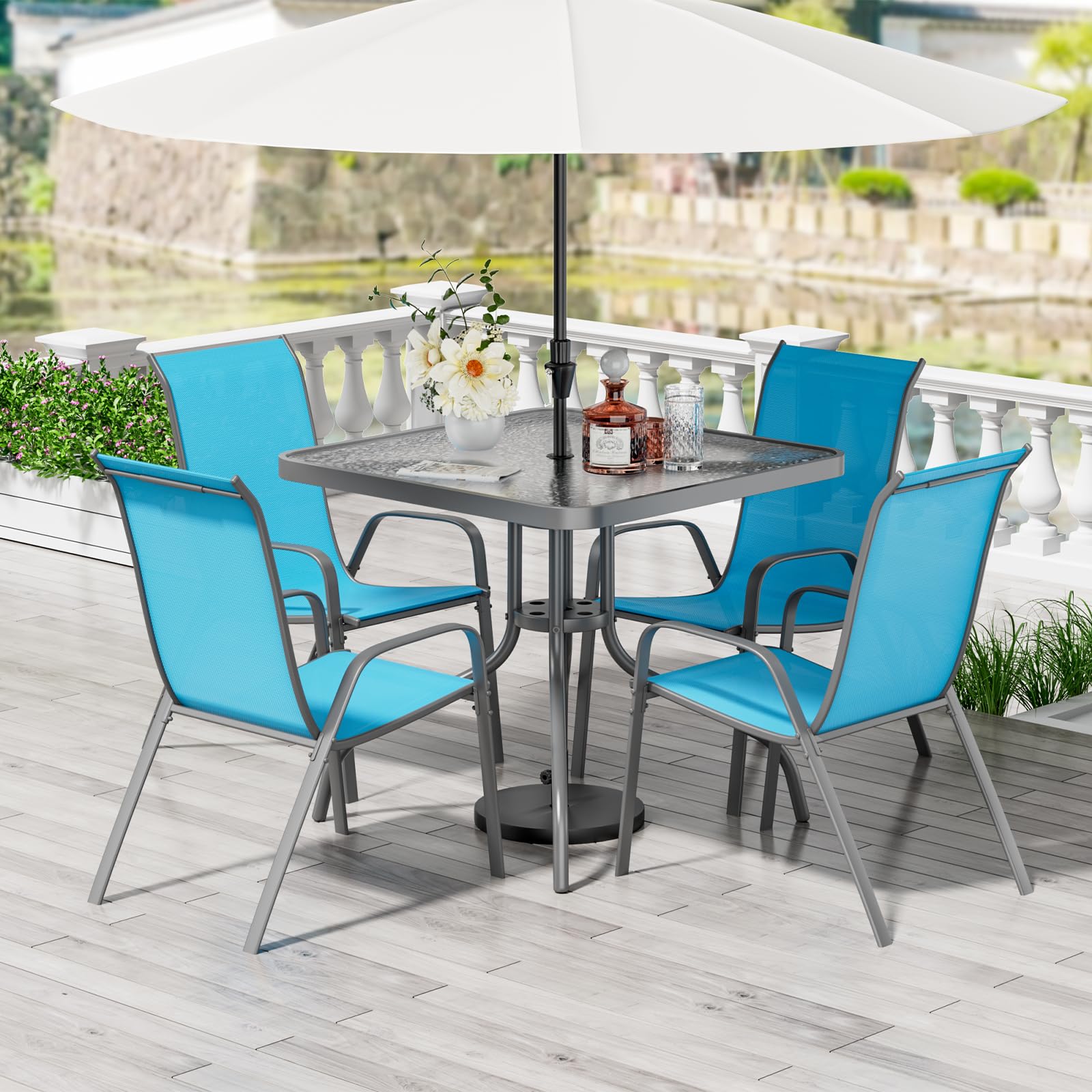 Outsunny 5-Piece Patio Dining Set with X-Back Chairs