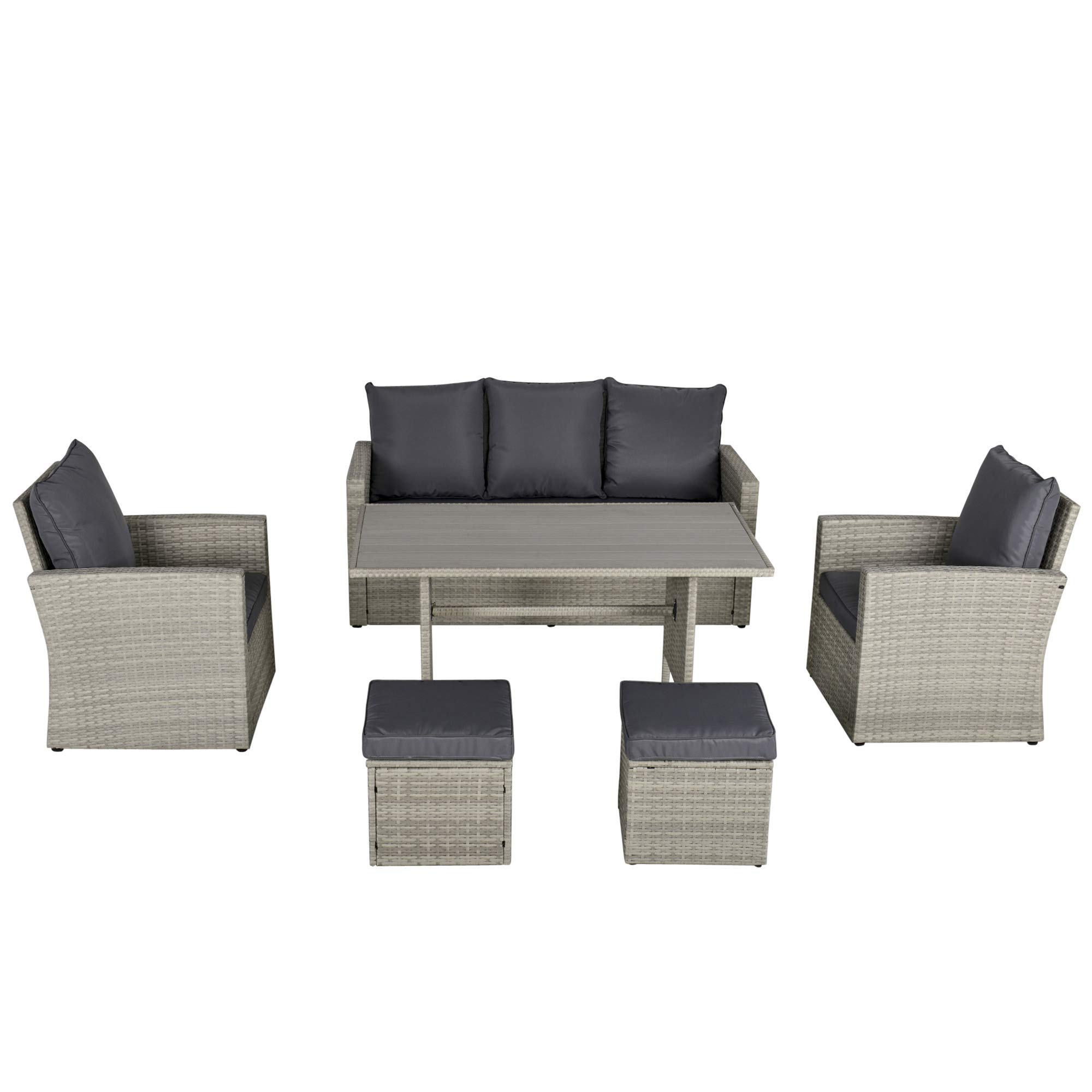 Outsunny 5-Piece PE Rattan Outdoor Patio Dining Set with Cushions