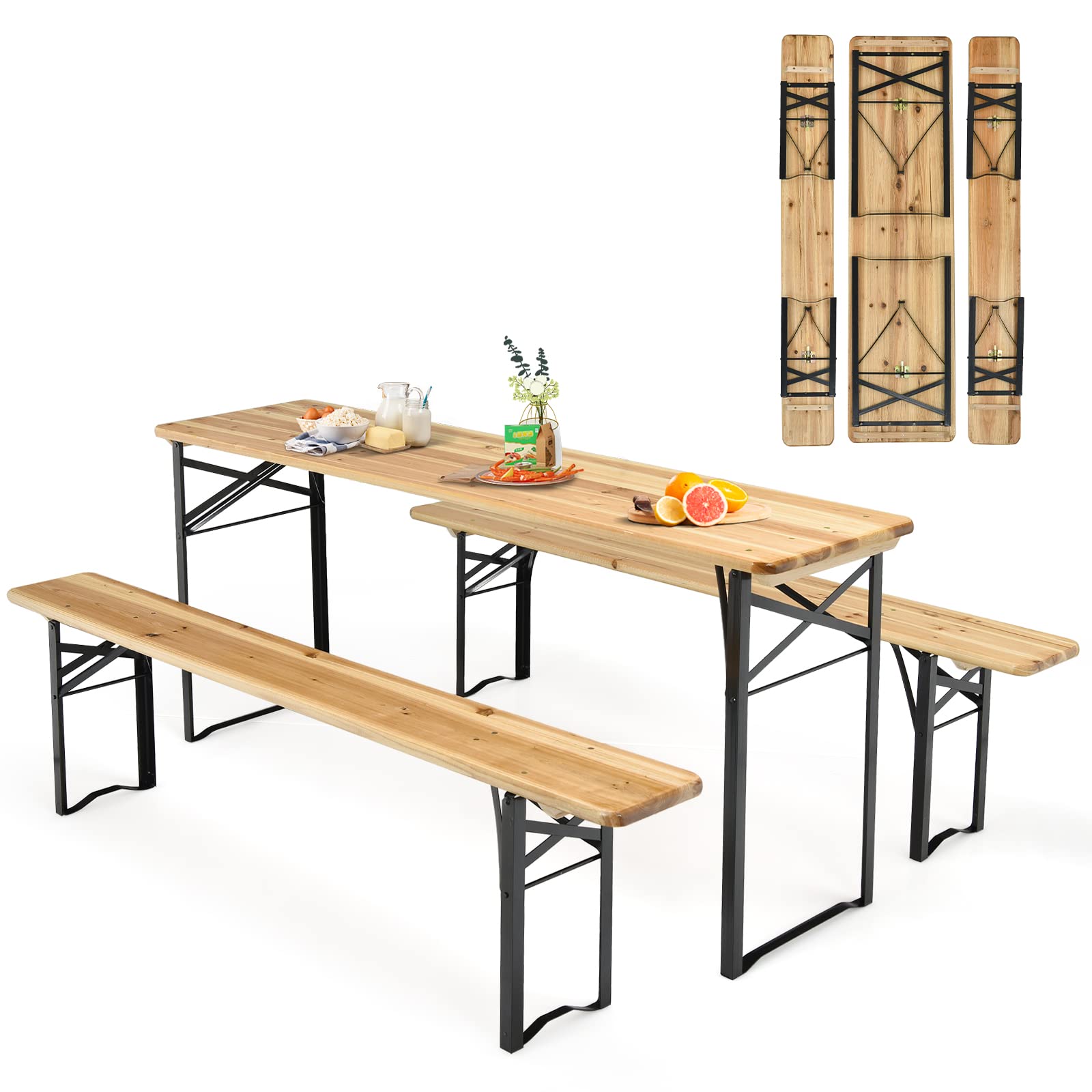 Outsunny 6-Piece Wooden Beer Garden Table and Bench Set