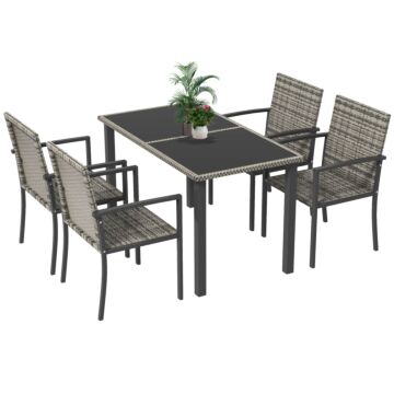 Outsunny 7-Piece Cast Aluminum Patio Dining Set with Tempered Glass Top
