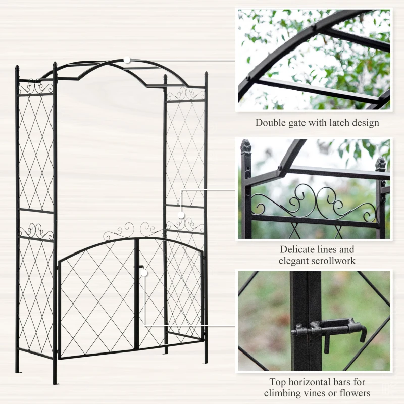 Outsunny 8ft Metal Garden Arch Arbor Trellis