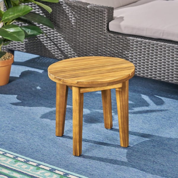 Outsunny Acacia Wood Outdoor Side Table with 2 Planter Rings