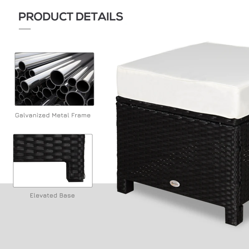 Outsunny Outdoor Rattan Wicker Footrest Ottoman