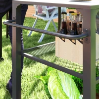 Outsunny Outdoor Rolling Serving Cart with Storage Shelf and Side Hooks