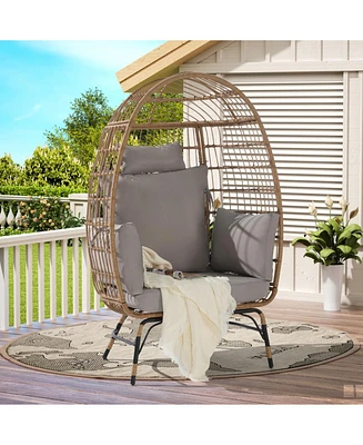 Outsunny PE Rattan Hanging Egg Chair with Stand