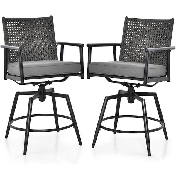Outsunny PE Rattan Outdoor Counter Bar Stool Set of 2