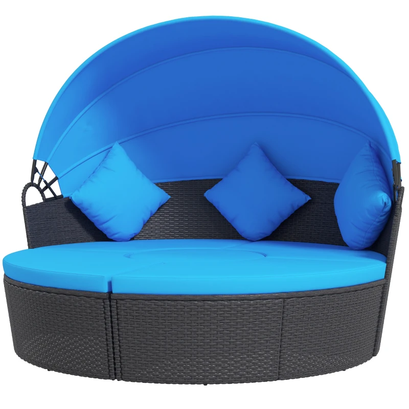 Outsunny PE Rattan Wicker Outdoor Daybed with Retractable Canopy