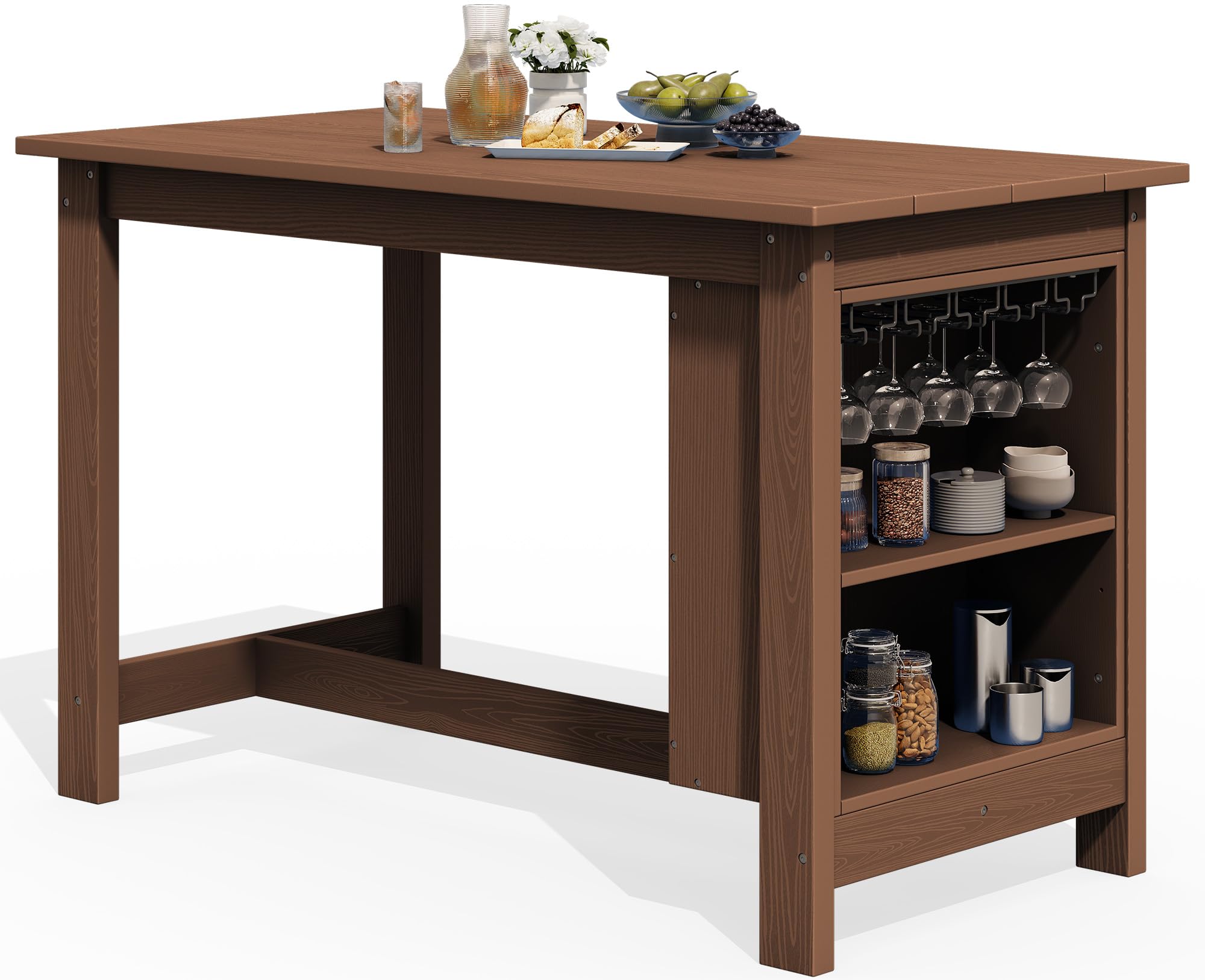 Outsunny Portable Outdoor Bar Station with Shelves and Wine Rack