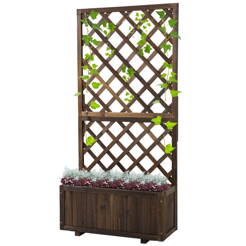 Outsunny Raised Garden Bed Planter Box with Trellis 65 Inch