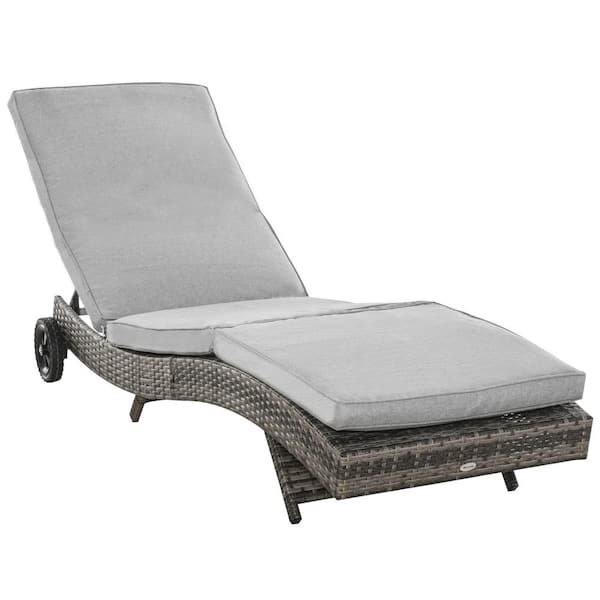 Outsunny Reclining Patio Chaise Lounge Chair with Cushion