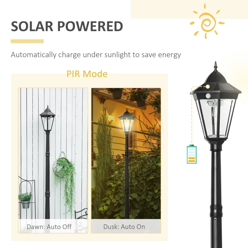 Outsunny Solar Powered Outdoor Post Light Floor Lamp